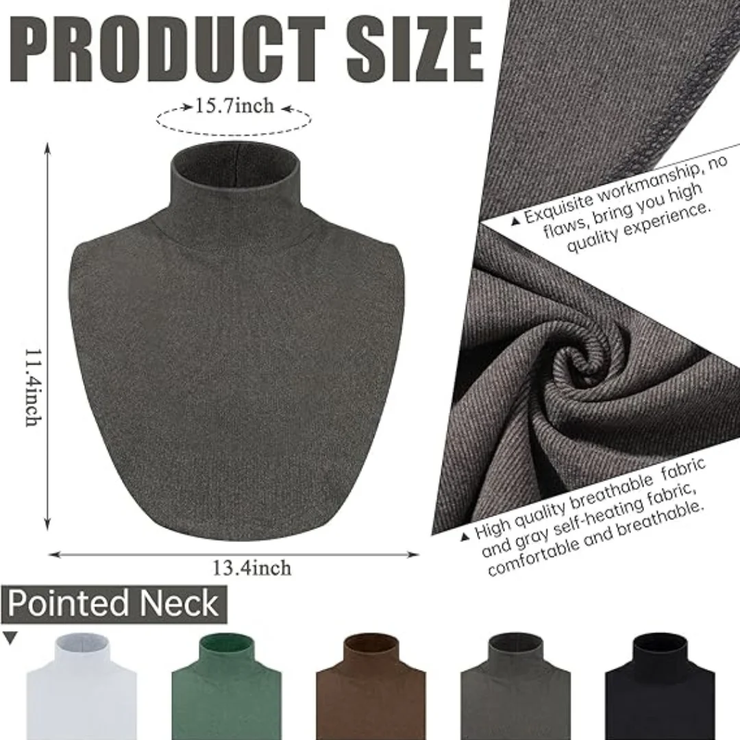 5Pcs Fake Turtleneck Collars Detachable Dickey Collar Half Top Mock Blouse False High Warmer Turtle Necks for Women Men