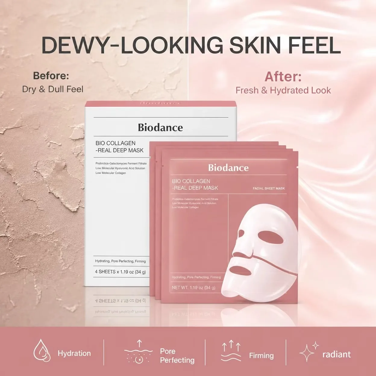 BIO-COLLAGEN Real Deep Mask Overnight Hydrogel,Pore Care Tightening Facial Deep Hydrating Masks Korean Skincare Beauty Products