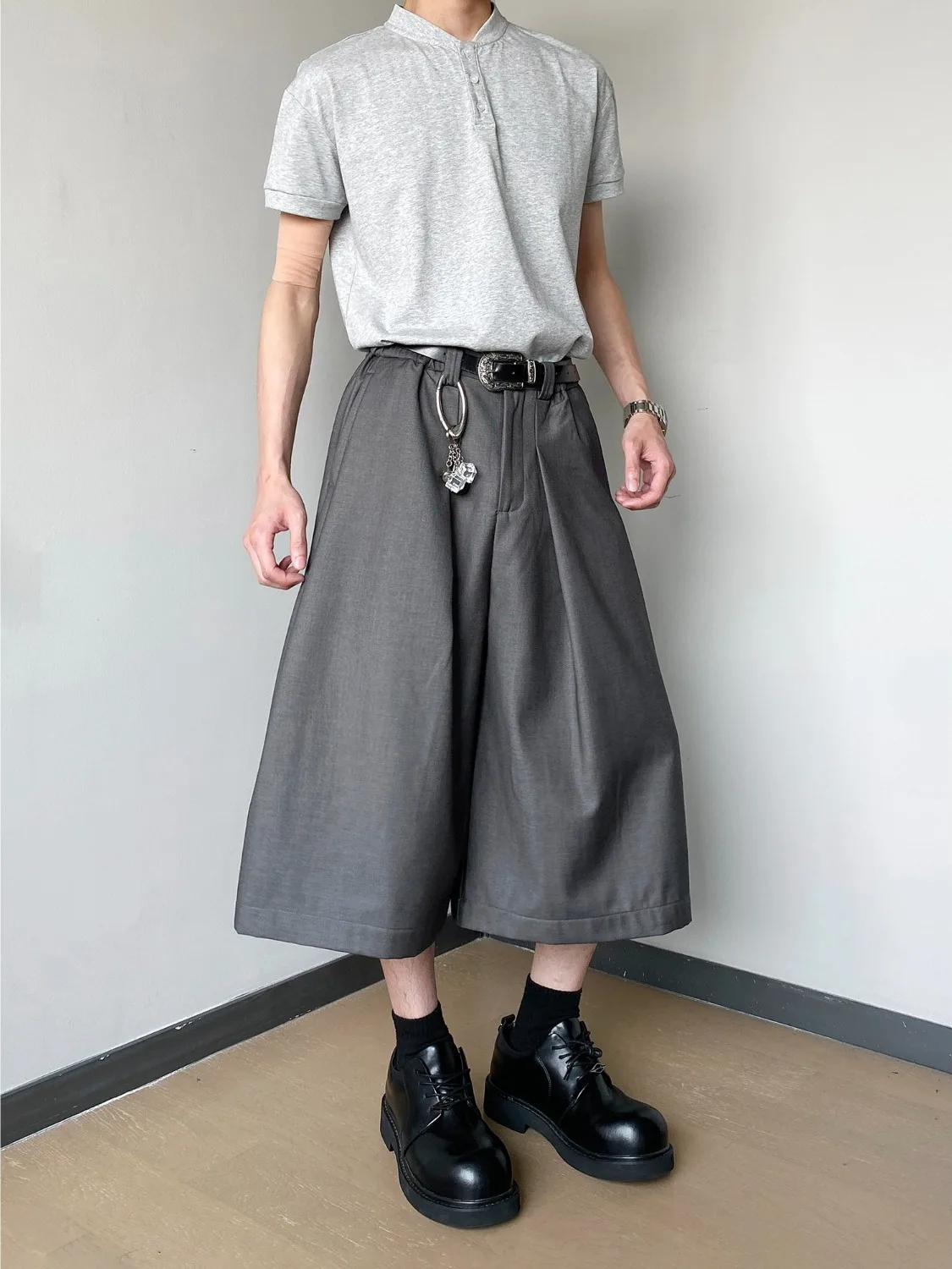 

American Retro Pleated Wide Leg Seven-Foot Men's Summer Trendy Brand High-End Feeling Haome Casual Drapey orts