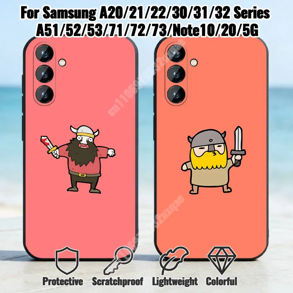 Cartoon Viking Berserker Phone Case for Samsung Galaxy A73 72 71 70 A53 52 41 40 A32 31 30 Note20 Note10 Note9