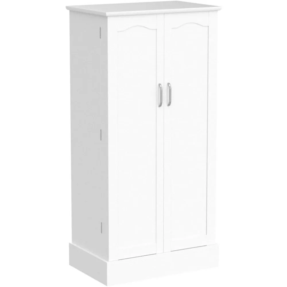 Kitchen Pantry Cabinet, White Freestanding Buffet Cupboards Sideboard with Doors & Adjustable Shelves, Kitchen Pantry