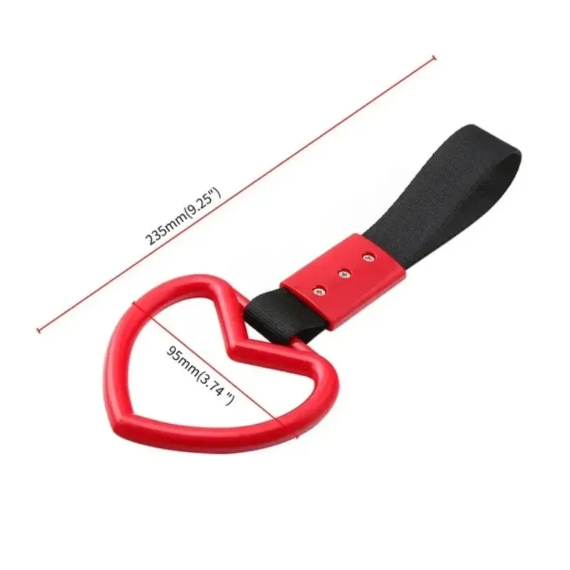 1PC Car Decoration Heart Shaped Handle Strap Charm Auto Rear Bumper Warning Safety Pull Ring Car Styling Accessories