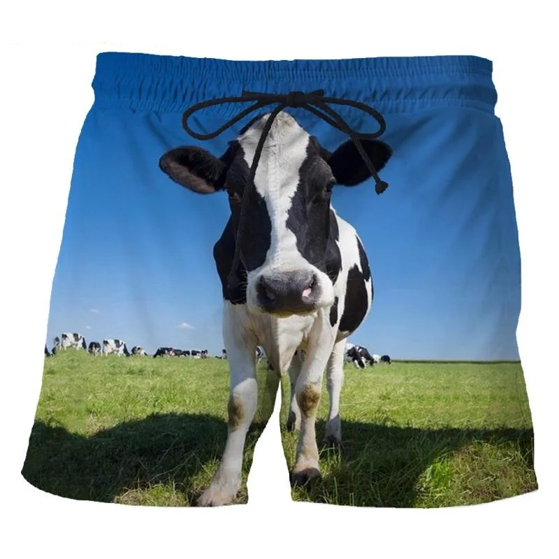 Funny Animal Cows 3D Printed Short Pants Men\'s Hot Sale Summer Vacation Beach Shorts For Women Boys Girls Cool Swim Trunks