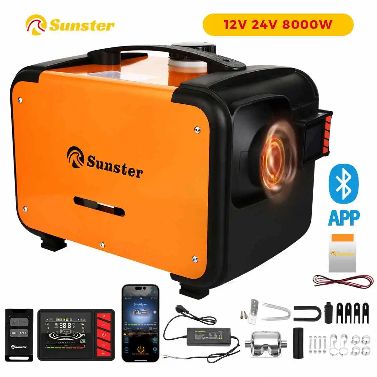 12V&24V&110-240V AC&DC Universal 8KW Diesel Air Heater All In One Parking Heater with bluetooth App Control For Home RV Vehicle