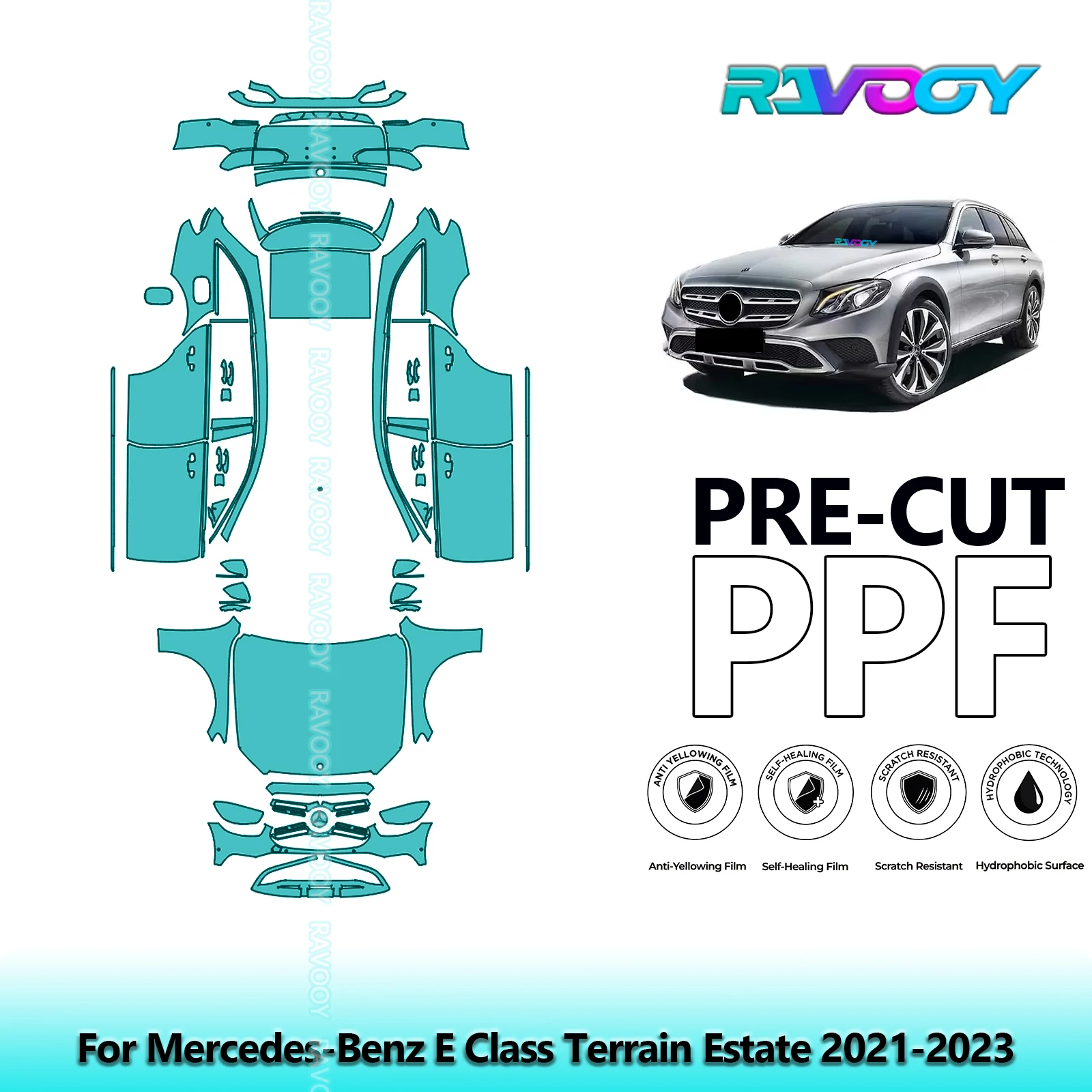 

Full Vehicle Clear Bra Precut PPF Paint Protection Film For Mercedes-Benz E Class Terrain Estate 2021-2023
