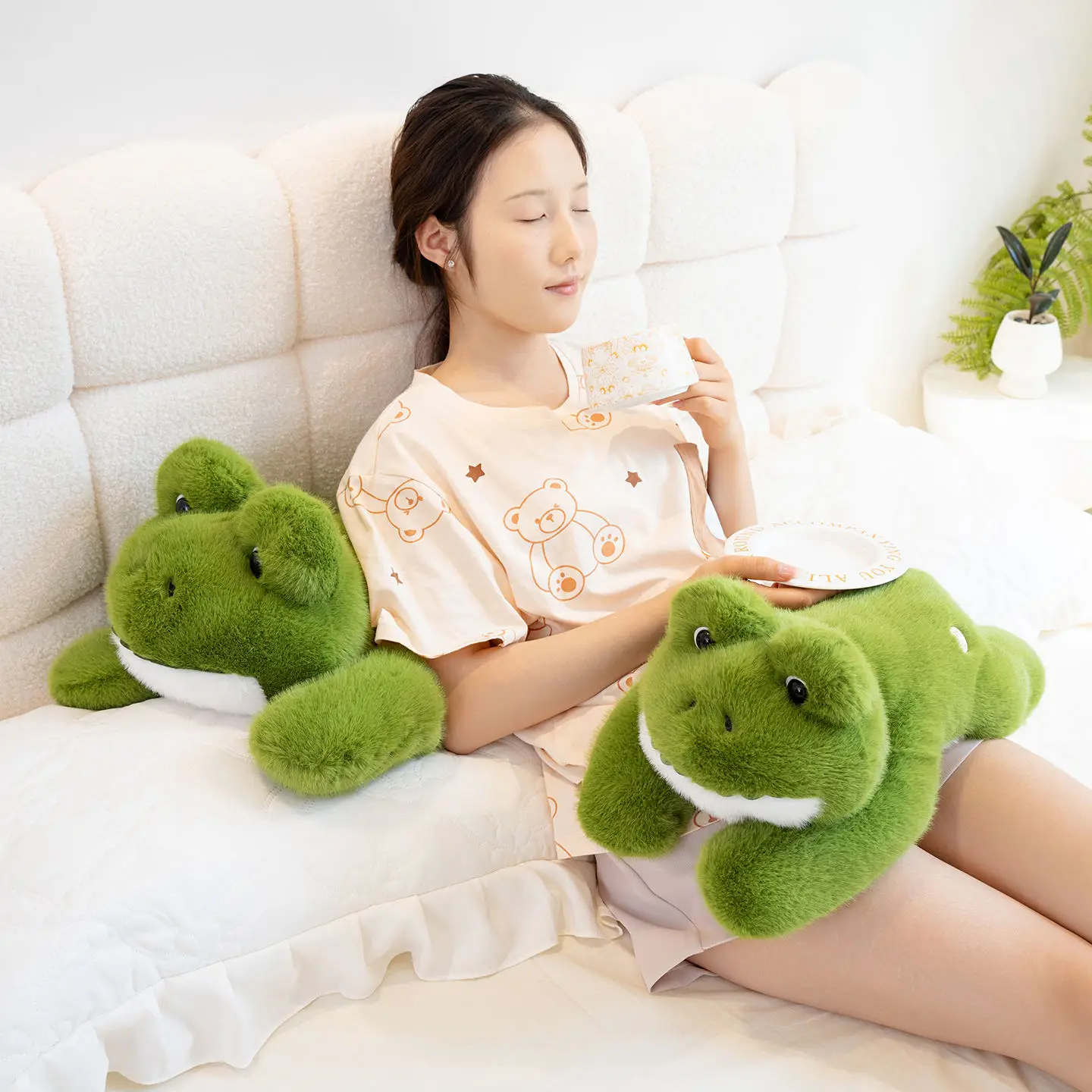 Rana gigante de simulación de 30/45cm, Animal relleno, ranas tumbadas verdes, cojín, decoración del hogar, regalo para niños, peluches suaves