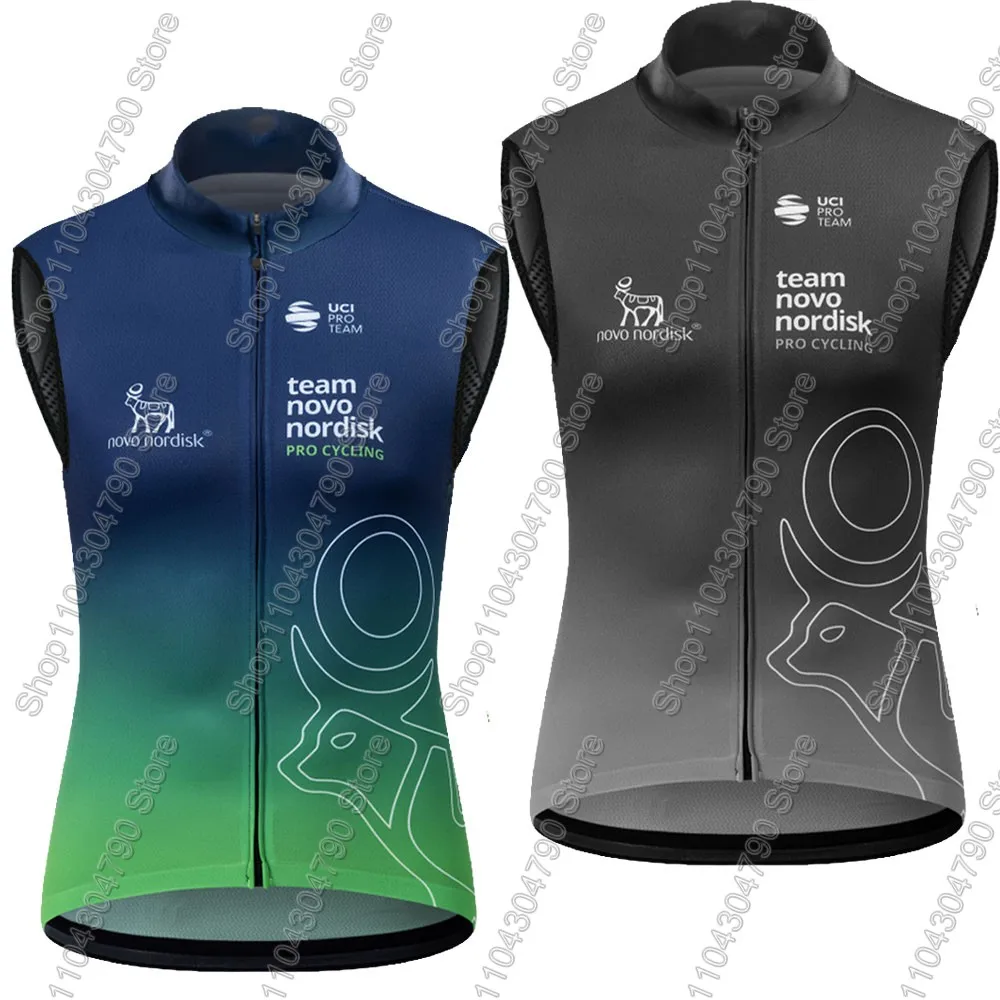 

Novo Nordisk 2026 Wind Vest Blue Green Cycling Vest Windproof Lightweight Race Road Cycling Jersey Sleeveless MTB Maillot Ropa