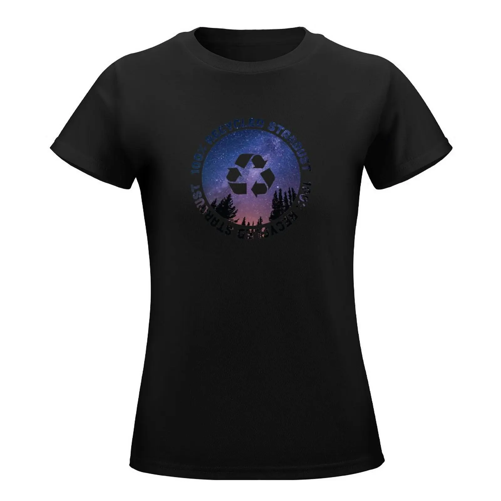 100% recycled stardust T-Shirt Short sleeve tee shirts graphic tees plus size tops t-shirts for Women loose fit