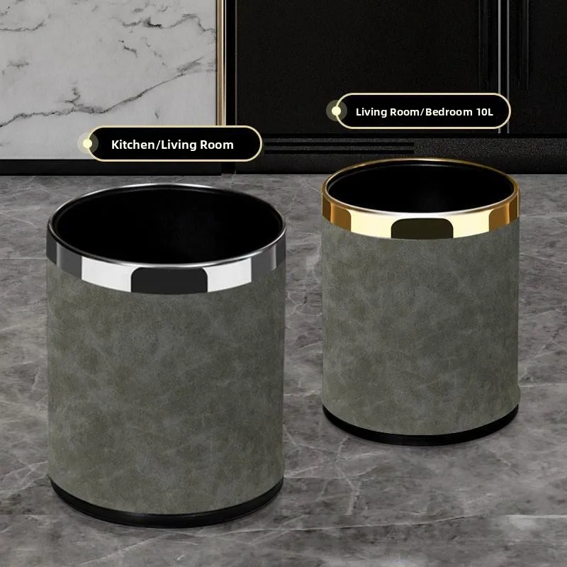 

Luxury Large Uncovered Hotel Bedroom Living Room Bathroom Trash Can Chinese Creative Home Kitchen Waste Bin round Body 10L Ca...