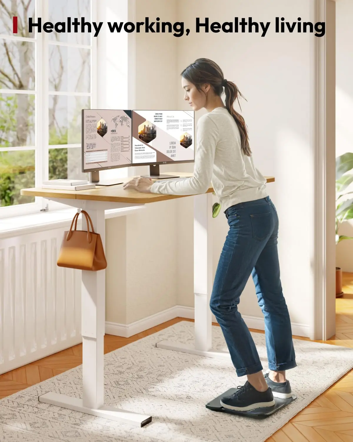 Height Adjus  Standing Desk 40x24 Inch Ergonomic Sit Stand Desk Splice Board for Home Office  ized