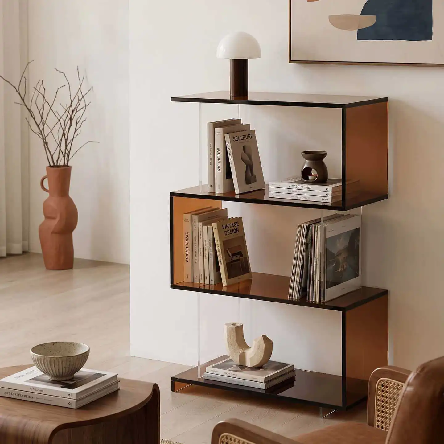 Medieval acrylic shelves Floor-to-ceiling display shelves Living room study Bedroom storage bookshelves Wall storage shelves