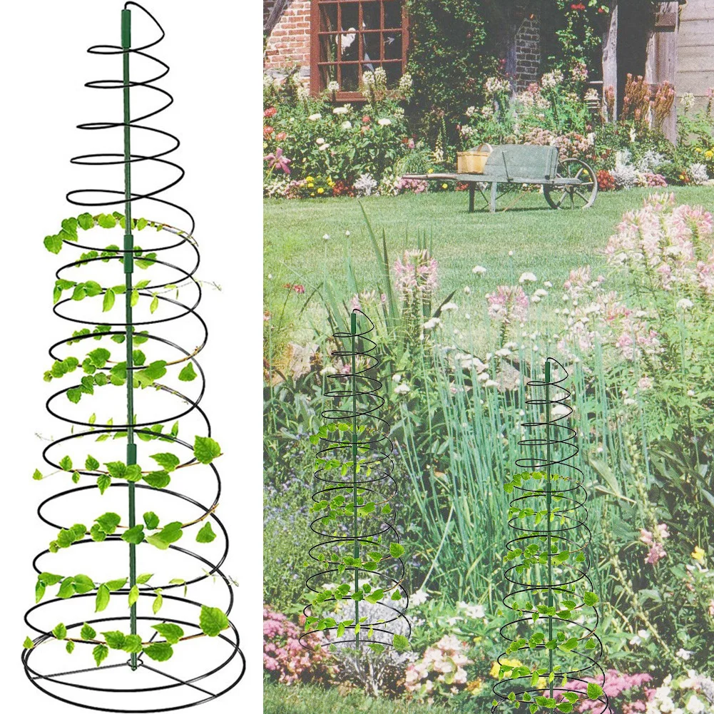 Soporte para plantas, soporte para plantas en espiral, soporte reutilizable para escalar flores y verduras, enrejado de guisante de Metal, enrejado verde para jardín con poste