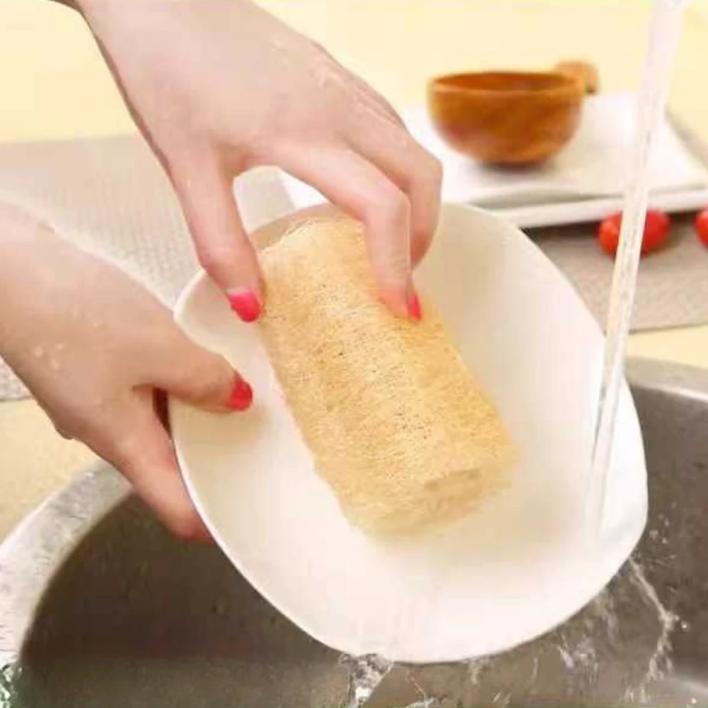 2pcs Natural Egyptian Loofah Exfoliating Body Scrubber Luffa Sponge Shower Loofah Sponges Scouring Pads Kitchen Dishwashing Tool