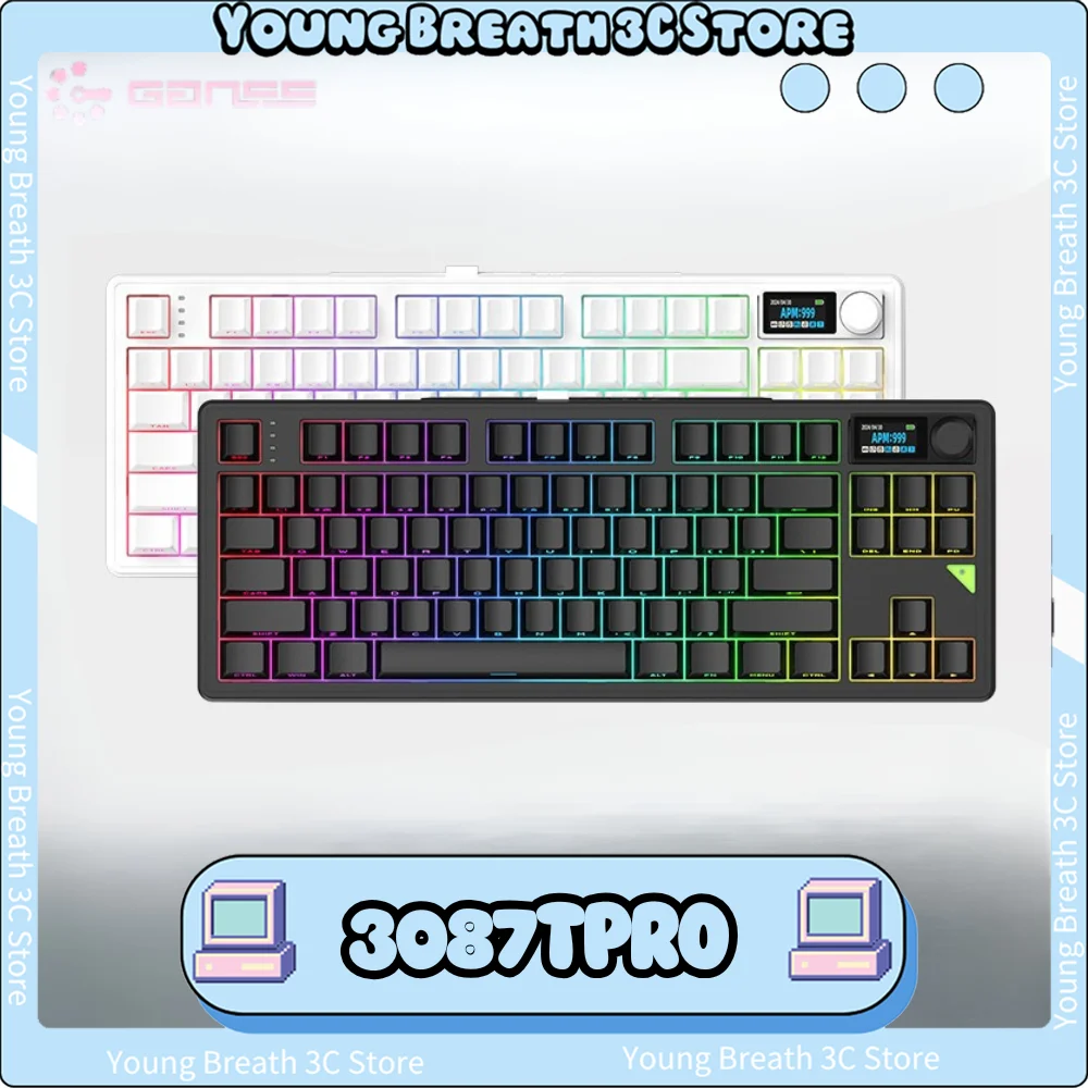 

GANSS 3087T PRO Mechanical Keyboard Three Mode Wireless Keyboard Gasket Structure TFT Screen RGB Gaming Keyboard Gamer Custom