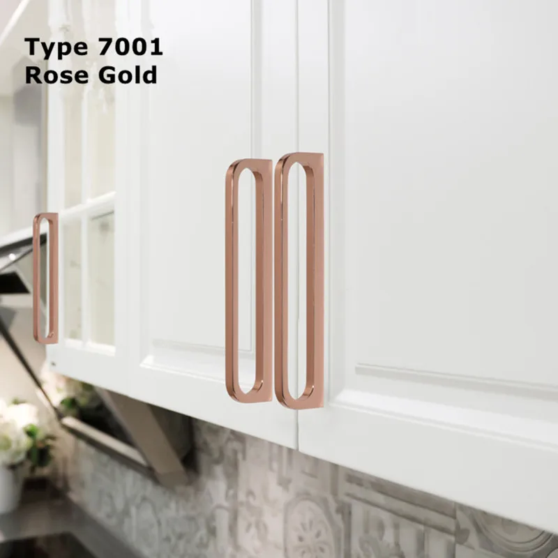 Rose Gold Furniture Handles Zinc Kitchen Cabinet Handle Cupboard Drawer Pulls Chrome Furniture Door Knobs