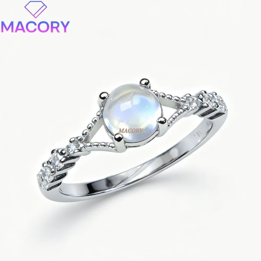 Natural Moonstone Ring 925 Sterling Silver Elegant and Delicate Perfect for Parties and Holidays Versatile and Playful