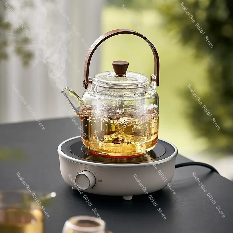 Electric Ceramic Tea Cooker,Mini All-Glass Water Boiling Pot,Household Tea Brewing Device,Office Health Care Tea Maker,Compact
