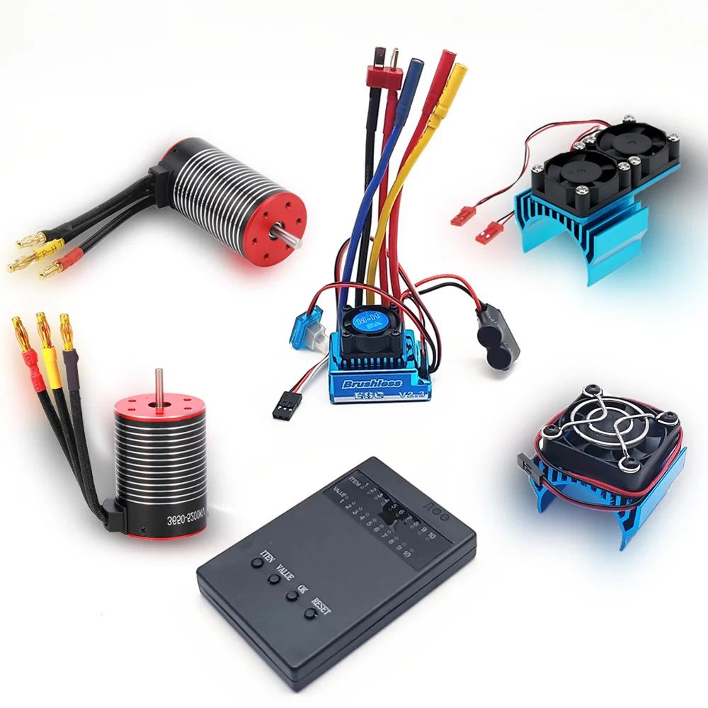 Impermeabile Brushless ESC + scheda di programma + ventola di raffreddamento + set motore Brushless impermeabile per 1/8 1/10 RC Car Crawler