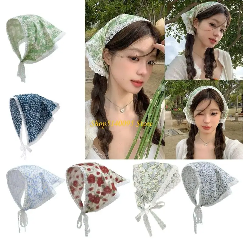 DXAE Bloempatroon Driehoekig hoofddoek Franse zon Beschermende hoofddeksels voor vrouwen gebruiken