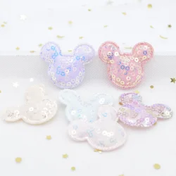 12 pz 40*33mm Cartoon Mouse Head Bling Applique pad per fai da te copricapo clip accessori vestiti patch Scrapbooking Sticker