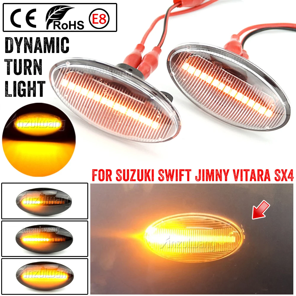 2pcs Led Dynamic Side Marker Turn Signal Light Sequential Blinker Light Indicator For Suzuki Swift Jimmy Vitara SX4