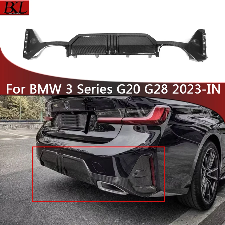 For BMW 3 Series G20 G28 325 330LI 2023+  Carbon Fiber Car Rear Bumper Diffuser Rear Splitters Spoiler Back lip Upgrade body kit