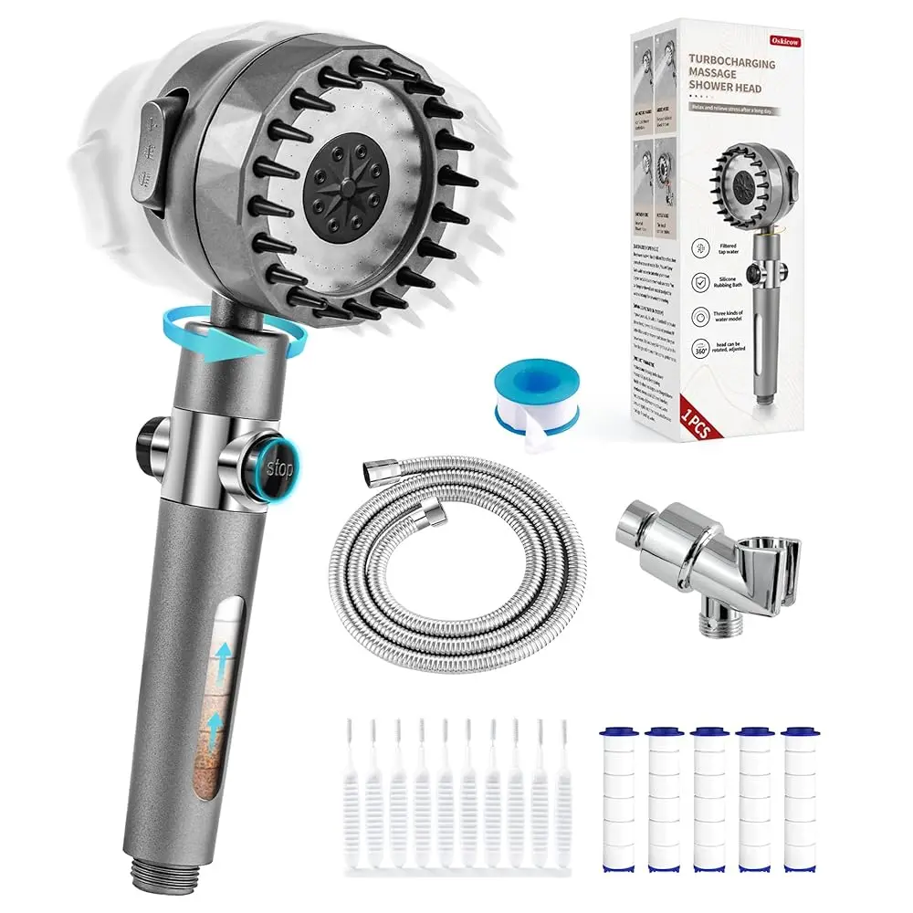 

Фильтрующая душевая лейка Ion Drops с ручным душем, высоконапорная, с фильтром для жесткой воды