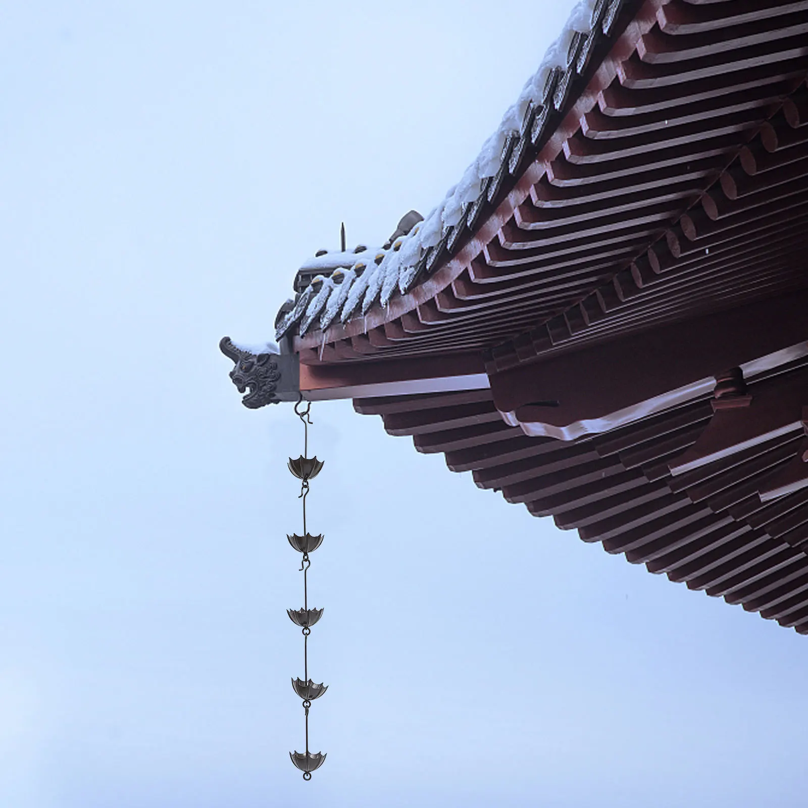 سلسلة المطر لتحويل مزراب ماسورة التصريف لمياه الأمطار الماسك فوهة معدنية مزخرفة كوب تجميع المياه