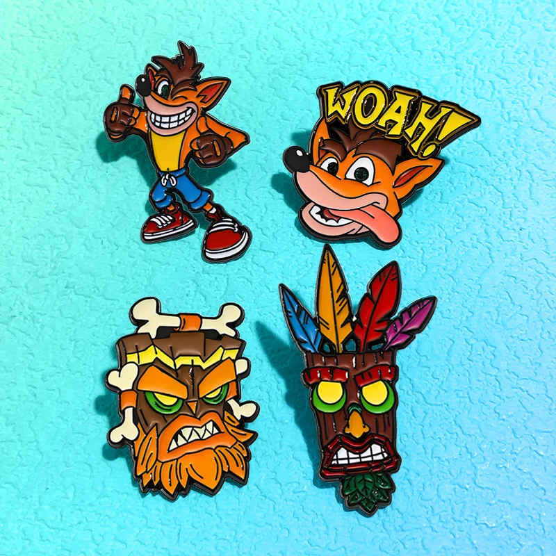 Cartoon Animal Pins 4-design Enamel Cute Face Animals Metal Pin For Denim Jacket Backpack Lapel Badge Friends Gifts