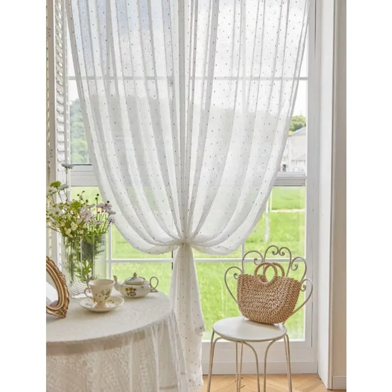 New Korean Cream Wind Rainbow Candy Girl's Heart Childlike Fun Linen Curtains Living Room Bedroom Balcony Blackout Curtains