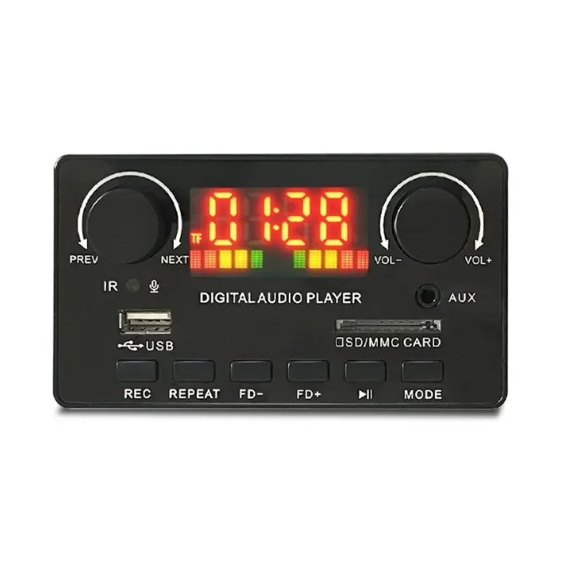 2*40W Amplifier Bluetooth 5.0 Bass MP3 Player WAV Decoder Board 12V Car FM Radio Module Support Alarm Clock TF USB AUX Record