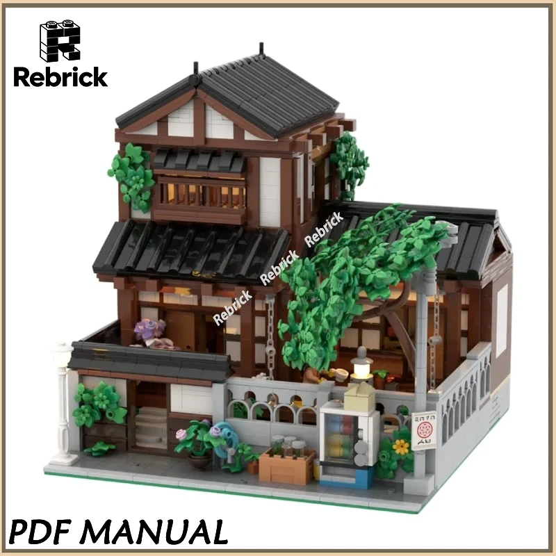

Classic Traditional Street View Scene Constructed By Small Particle Building Blocks, Delicate Ancient Style House Model