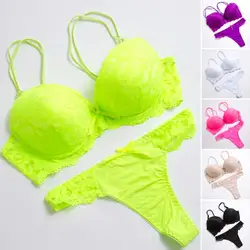 2 Pcs/Set Underwear Set High Stretch Solid Color Double Row Buckle Decorate Large Size Women Sexy Lace Bra And Panty Set