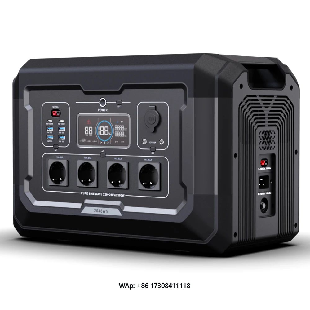 S2 2500W Portable Power Station AC Generador Solar Portatil  LiFePO4 2500W UPS Solar Generator for Home Backup