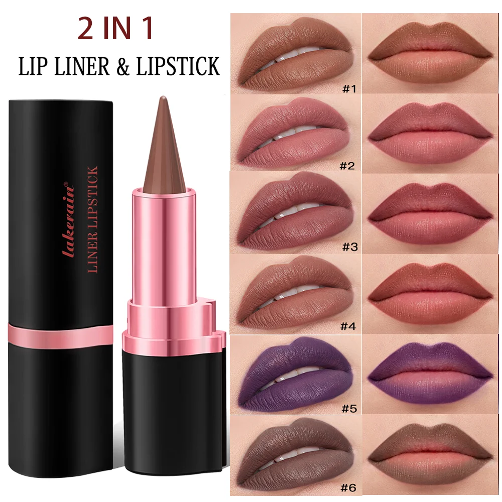 Conjunto de brilho labial e delineador labial, brilho labial hidratante de longa duração, contorno de manchas para todos os estilos de maquiagem, kit de cosméticos labiais femininos