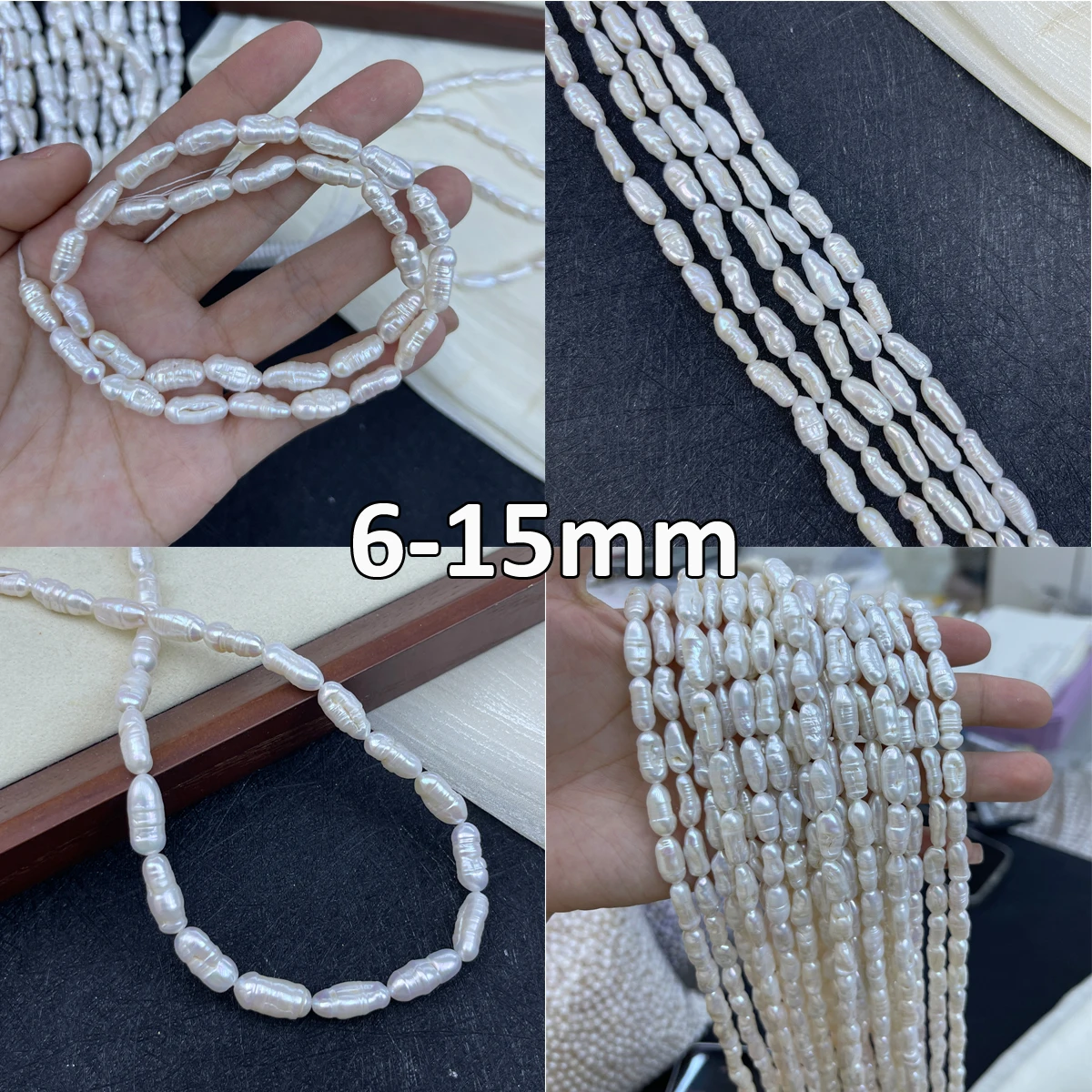 

6-15mm Baroque Natural Freshwater Pearl Pipa Beads for Jewelry Making Supplies DIY Women Necklace Bracelet Accessories Wholesale
