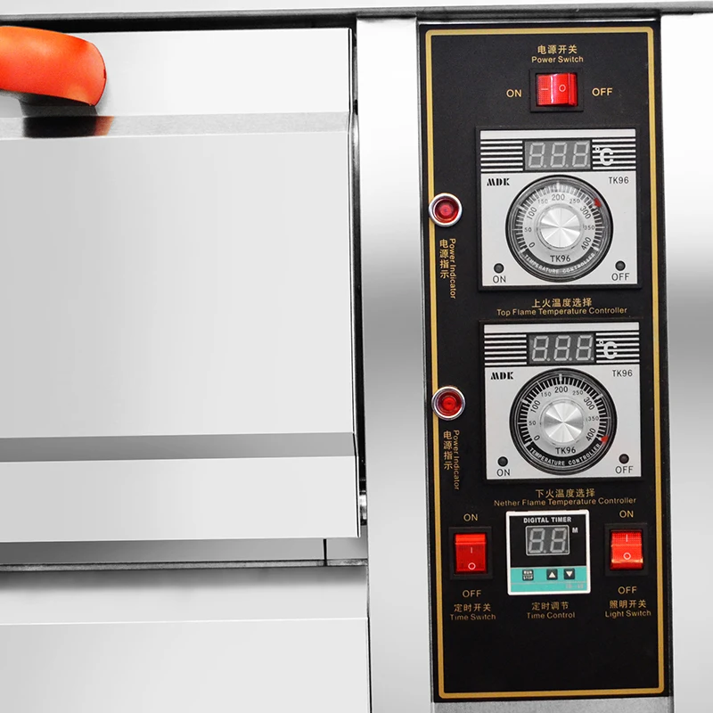 คู่เตาอบไฟฟ้าเชิงพาณิชย์เครื่องทําเค้กเครื่องมือพิซซ่า Multi-Functional แนวตั้งเครื่องปิ้งขนมปังครัวเตาอบสองชั้น