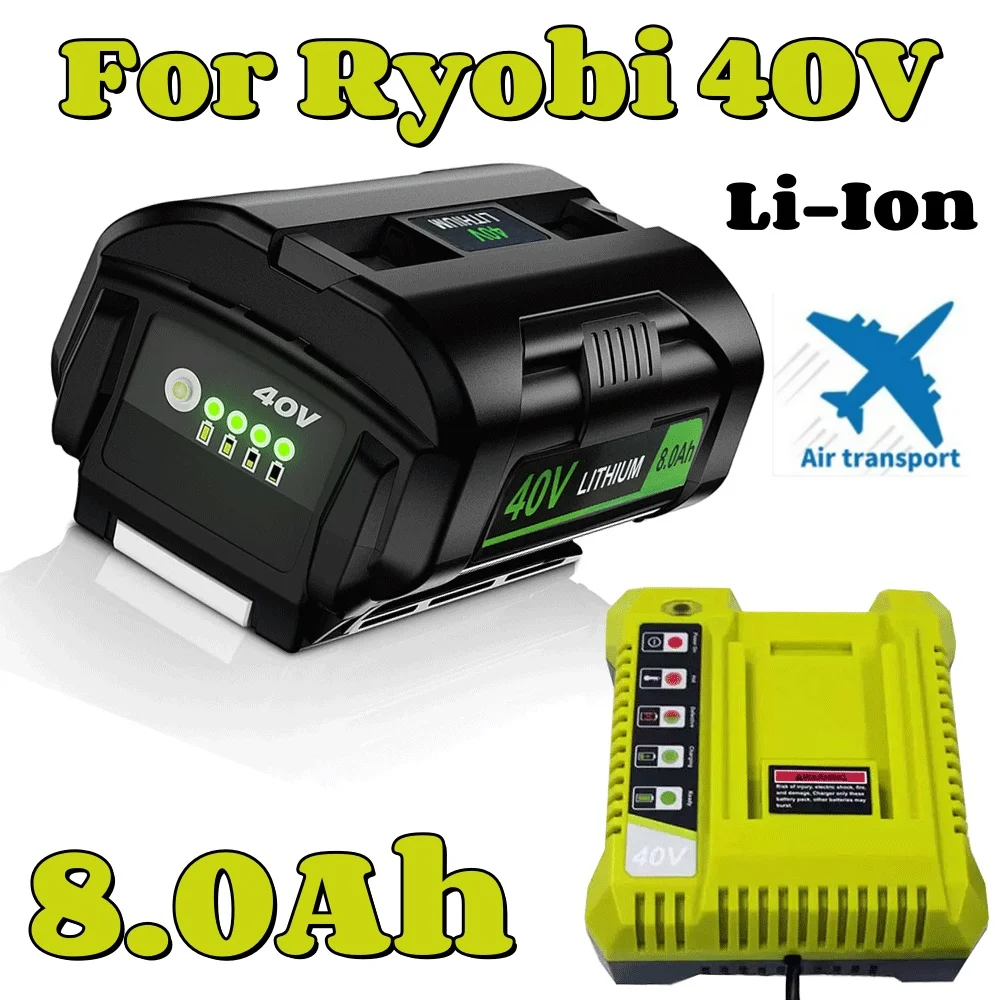 2026 New 40V 8AH High-Power Lithium Battery, For Ryobi RY40200 Tool Battery OP4050 OP4026 , RY40430,Ryobi Lawn Mower