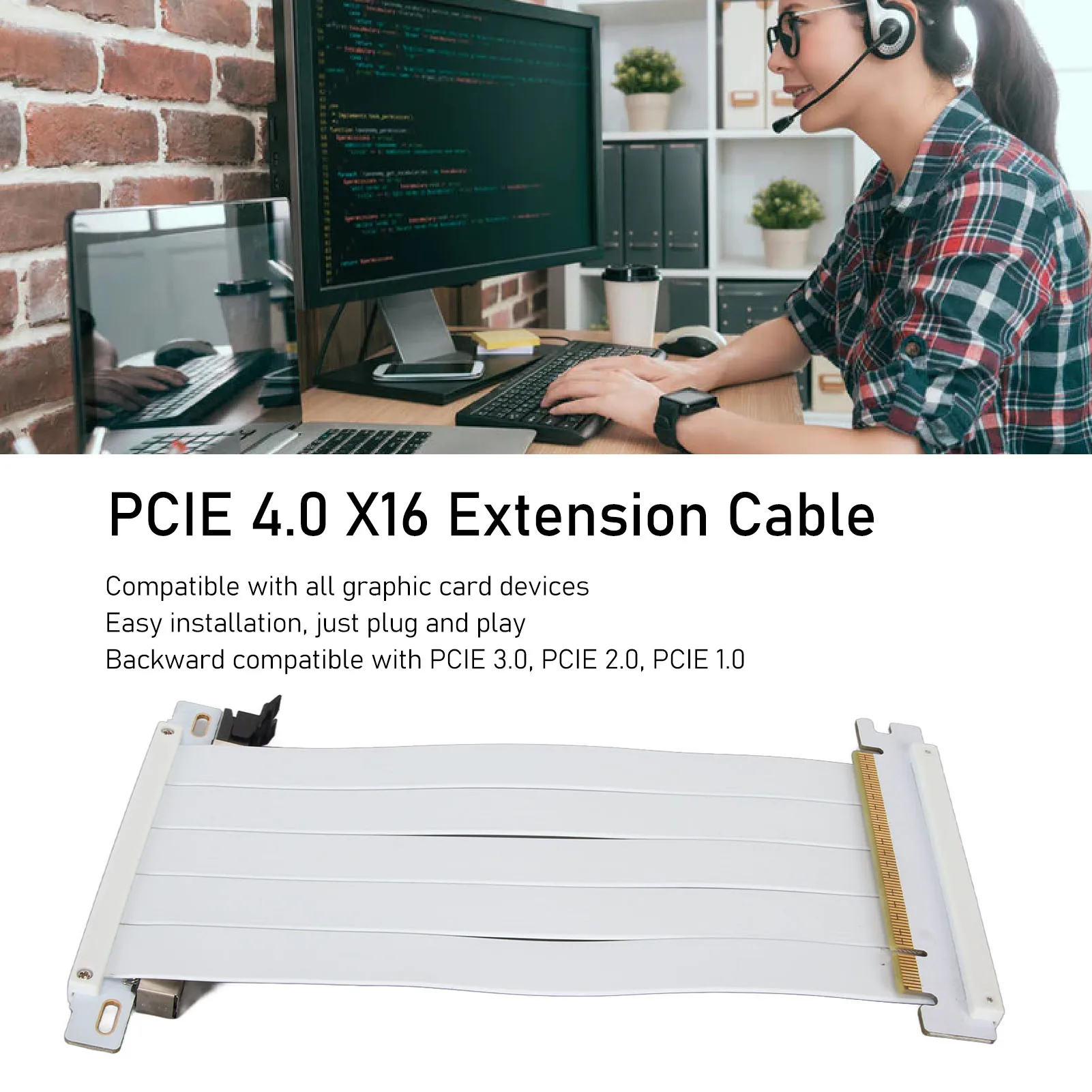 PCIE 4.0X16 موسع الناهض كابل مرن عالي السرعة 180 درجة مزدوج الوجهين GPU تمديد كابل ل RX 7600 ل RX 7900 XT #1