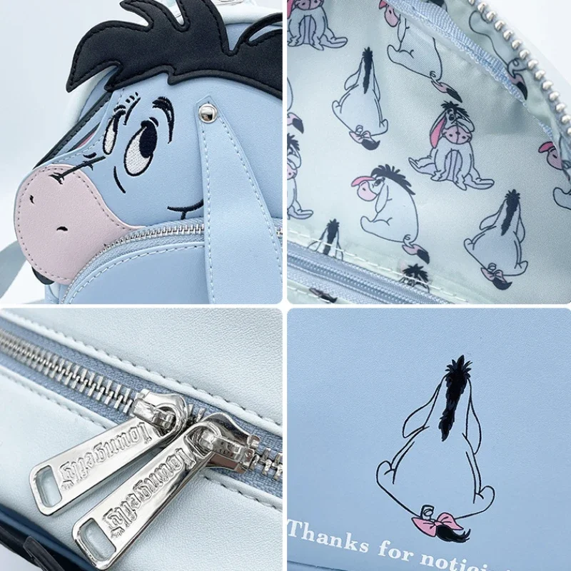 Loungefly Disney Winnie The Pooh Figure Eeyore Cosplay Anime Backpacks Cute Cartoon PU Leather Mini Backpack