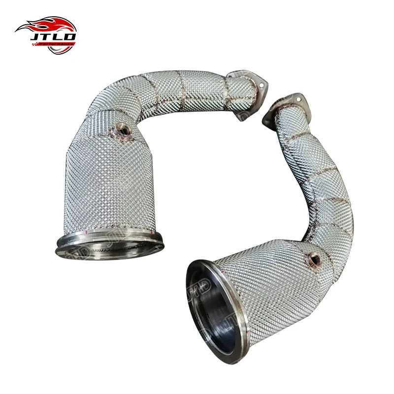 JTLD Professional Performance Exhaust Downpipe High Quality 304 Stainless Steel Heat Shield Test Pipe For Audi RSQ8 SQ8 Escapes
