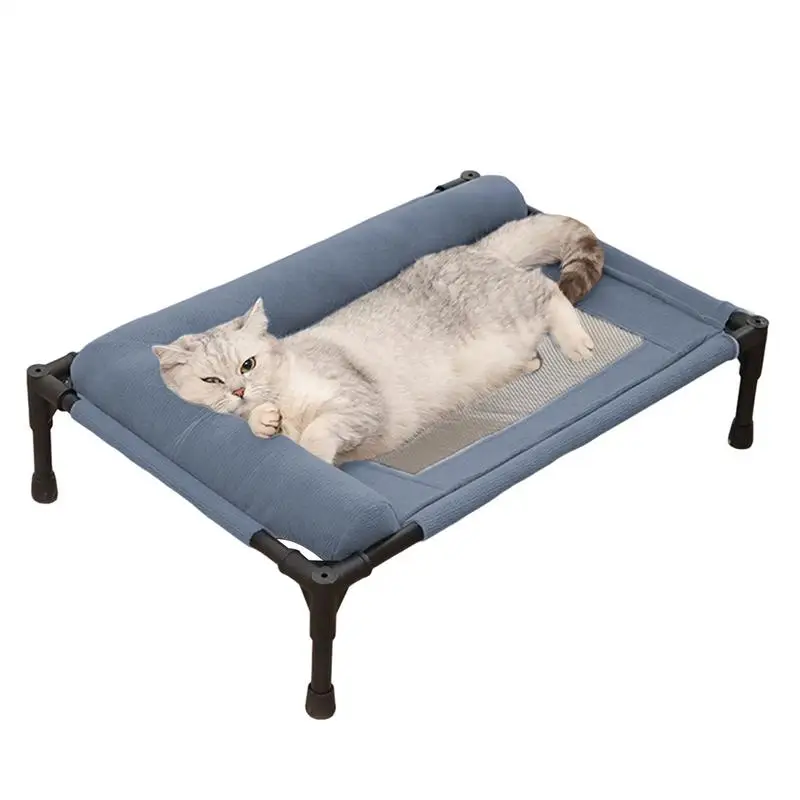 

Dog Cot Cooling Dog Bed With Pillow And Breathable Mesh Washable Pet Furniture For Outdoor Indoor Camping Patio Sunbathing