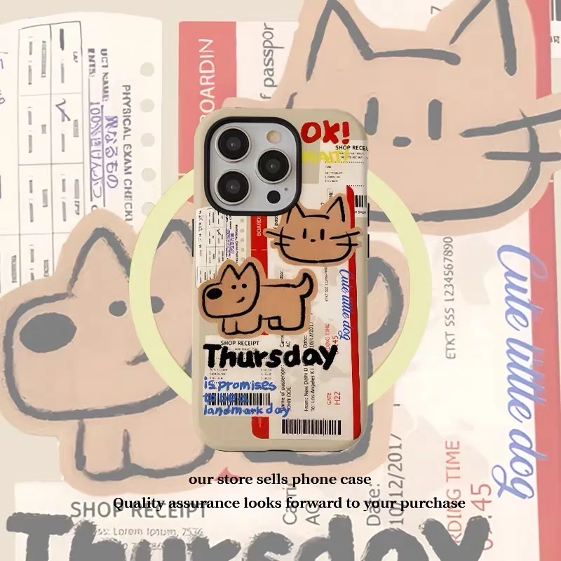 

Ins Korean Yellow Thursday Dog Cartoon Case for IPHONE 16 ProMax 15 14 13 12 11 PROAcrylic TPU Two in One Magnetic Phone Cases