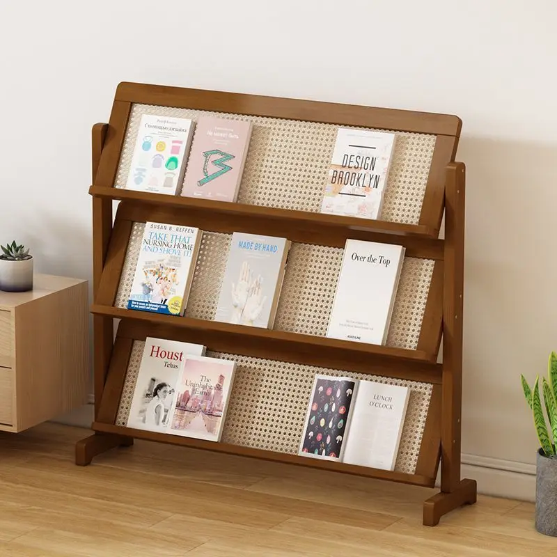 Bookshelf Floor-to-ceiling simple household multi-layer storage rack Small solid wood picture book rack Narrow bookcase against