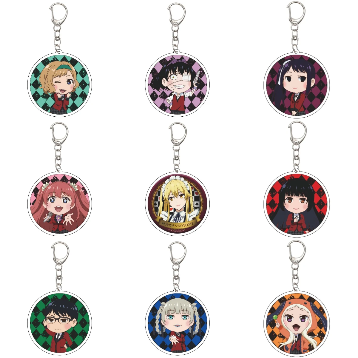 55MM Anime Kakegurui Compulsive Gambler Keychain Jabami Yumeko/Ryōta Suzui  Key Chain Acrylic Model Plate Christmas Gifts