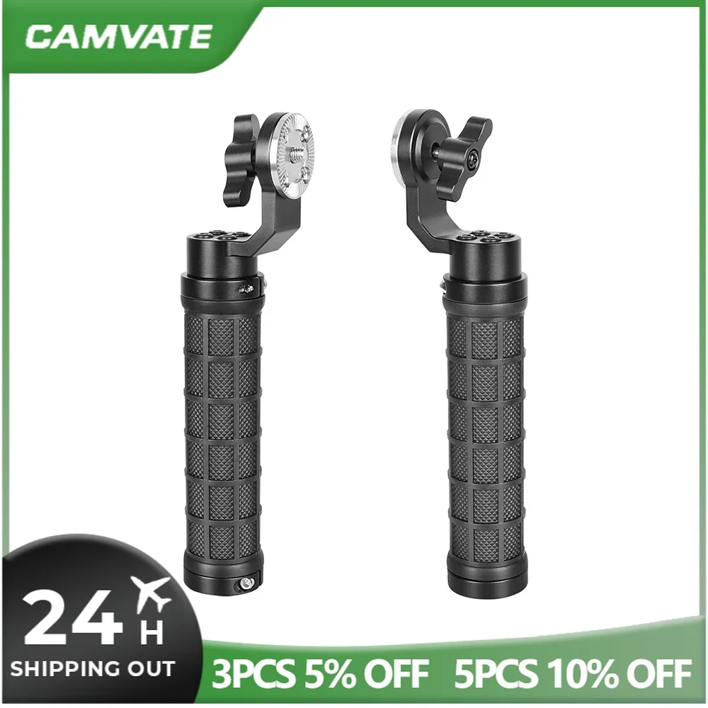 CAMVATE A Pair Rubber Handgrips With ARRI Rosette M6 Female Thread Connection For DSLR Camera Shoulder Mount Rig Support System