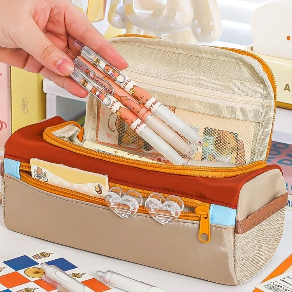 

Square Korean Star Pencil Bag Desktop Storage Candy Color Large Capacity Pencil Bag Korean Ins Style Multiple Pockets Layers