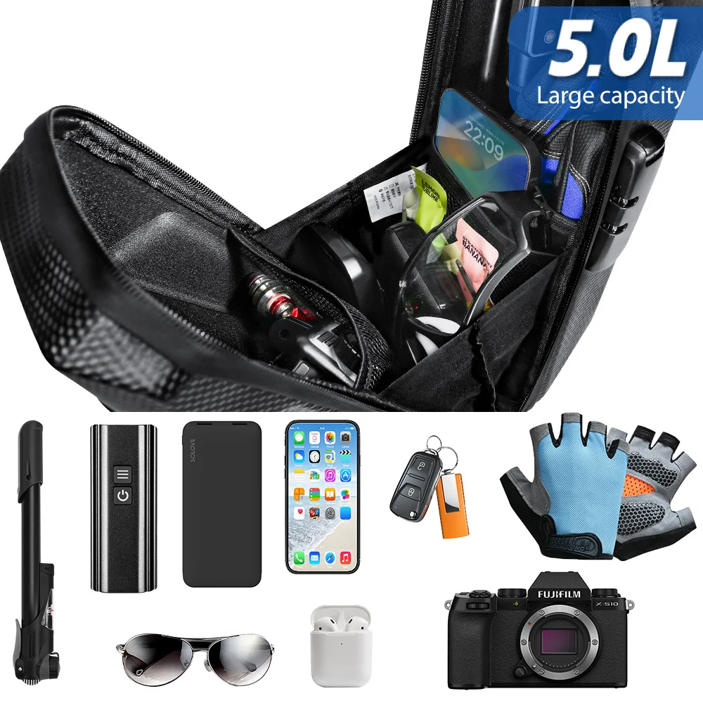 NEWBOLER 5L Elektroroller-Fronttasche mit Passwortschloss, große Kapazität, Elektroroller-Tasche, Aufbewahrung im Freien für Xiaomi Scooter – Detail 7