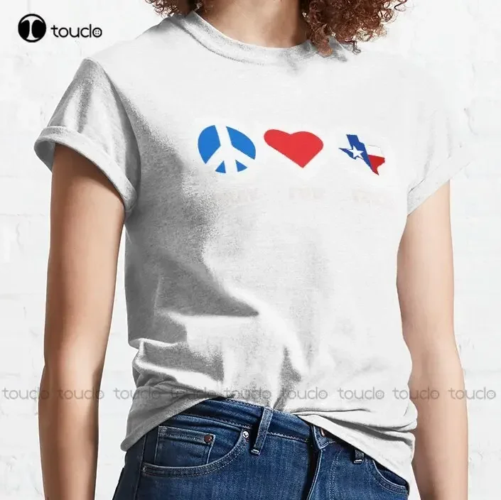 Texas Strong Pray For Texas Peace Love Texas Trending T-Shirt Birthday Girl Shirt Breathable Cotton Xs-5Xl Streetwear Unisex Tee