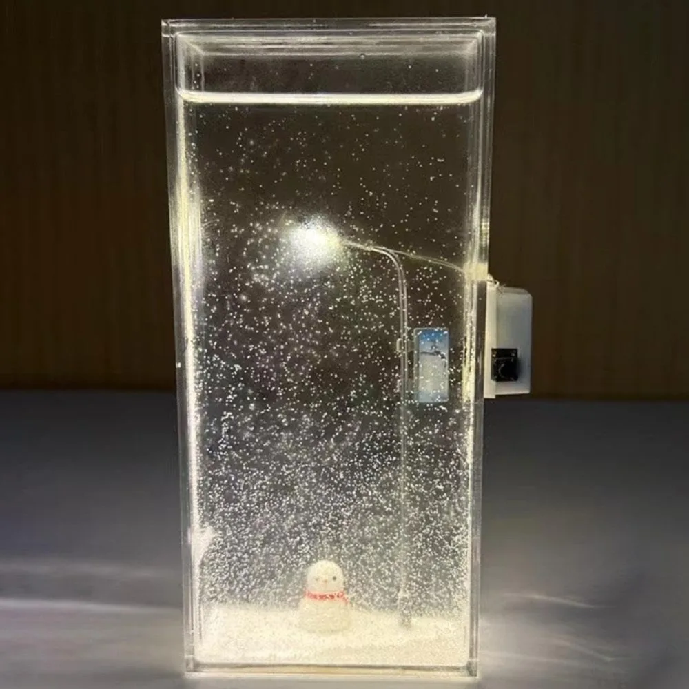 

Материалы «сделай сам», снежная сцена, ночник, рождественский декор, декор для рабочего стола, снежная ночь, уличный фонарь с куклой-снеговиком, ручная работа